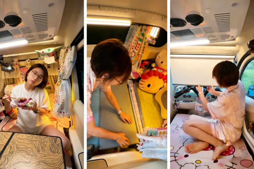 Space optimized micro kitchen with foldable gear in China Zen Box trike for nomads