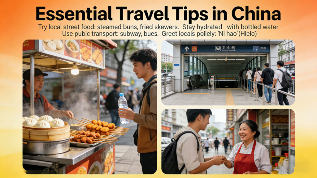 Essential travel tips for visiting China . Local street food or daily lifestyle
