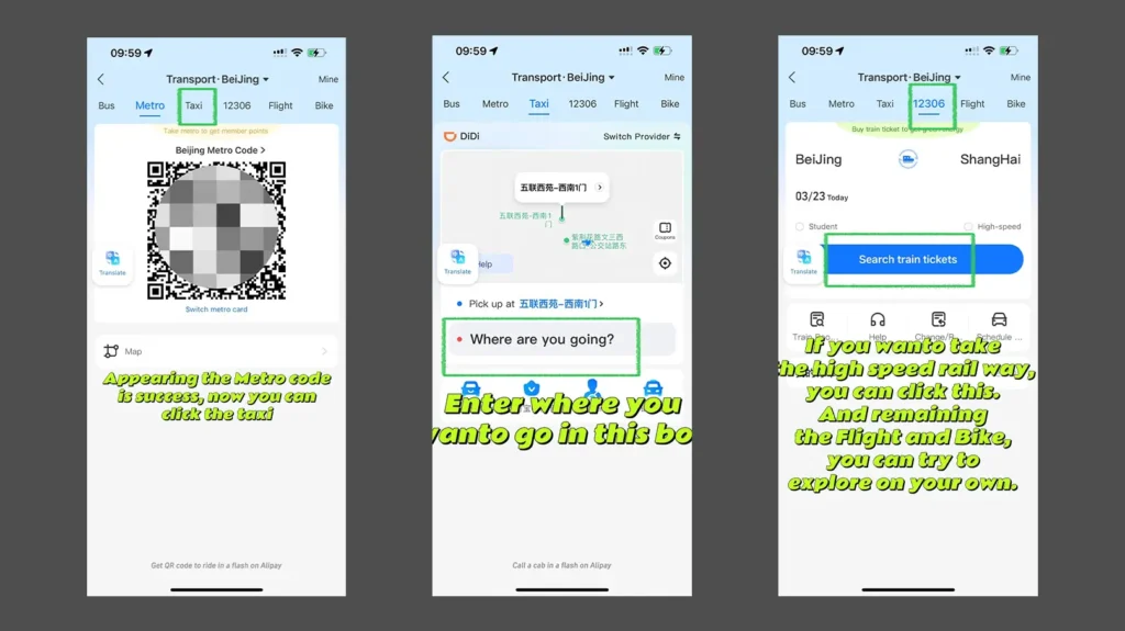 Didi taxi mini program in Alipay for foreign travelers in China